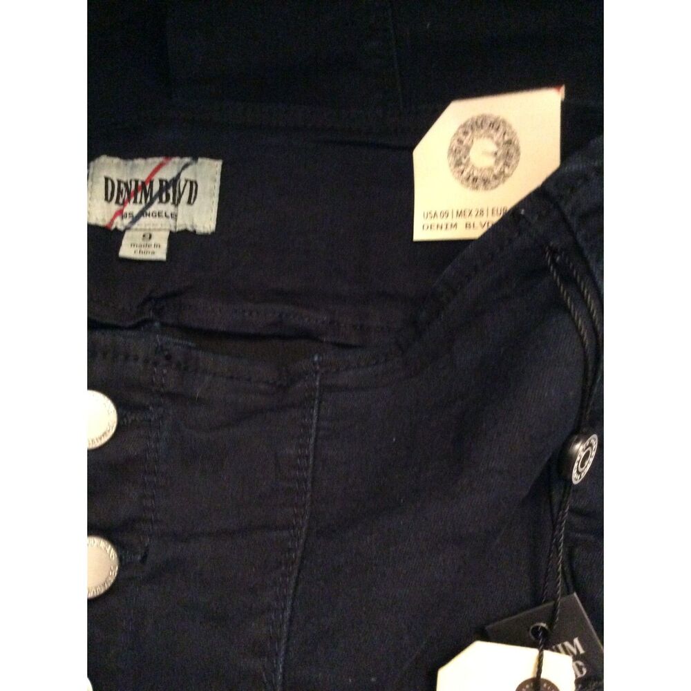 New NWT Denim Blvd High Waist Button Fly Skinny Frayed Hem jeans Size 9 - Picture 4 of 9